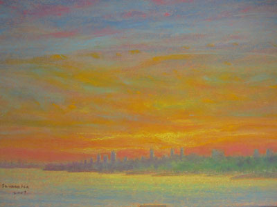 Pastel painting by John Wang - A Warm Evening